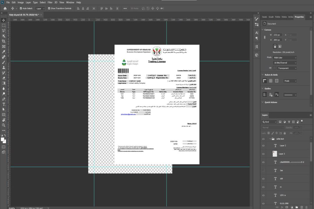 Modèle Word et PDF de licence commerciale de Sharjah aux Émirats arabes unis template